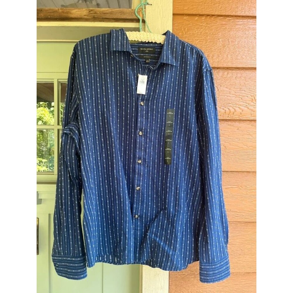 NWT Men’s banana republic striped linen shirt